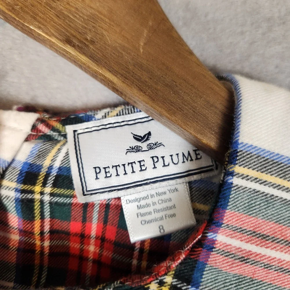 Petite Plume Nightgown‎ Girl's 8 Multicolor Plaid Smocked Preppy Classic Holiday
